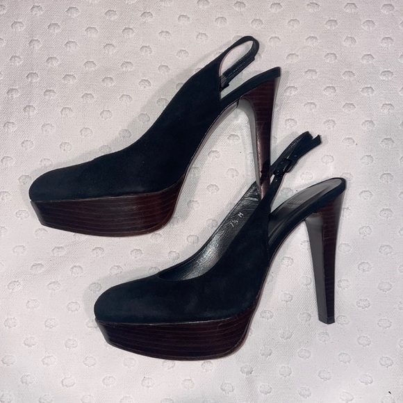 Stuart Weitzman Black Suede Platform Heels Size 7.5 - Picture 4 of 13